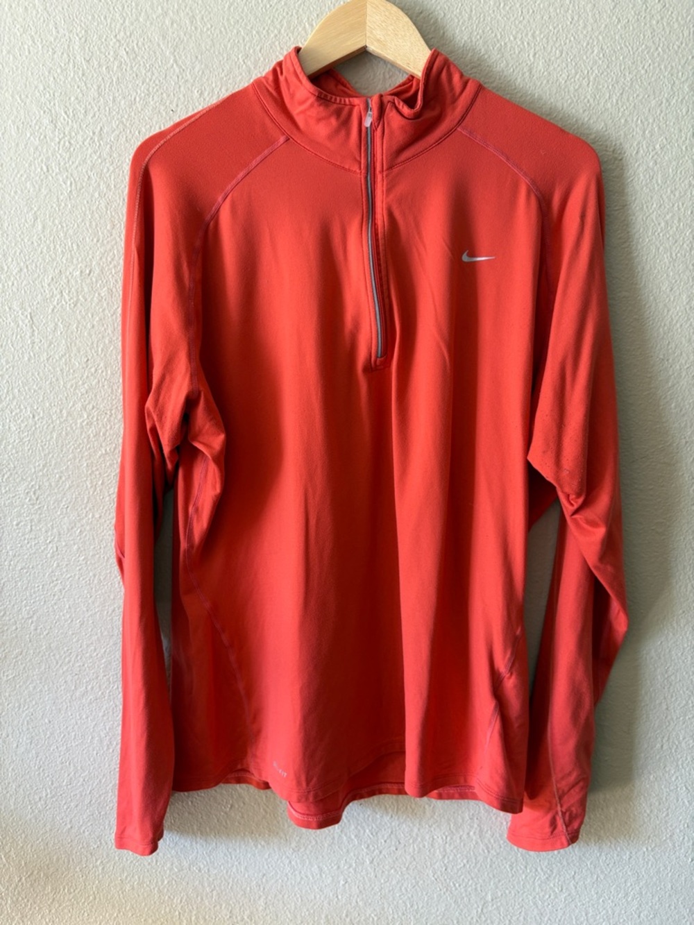 Nike Dri-FIT Quarter Zip Pullover Coral Red Running Athletic Top XL